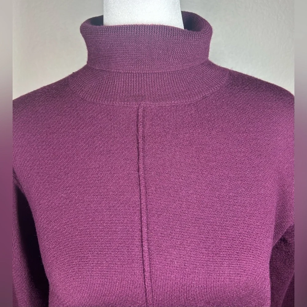 Sea New York Burgundy Turtleneck Sweater Sz XS Old Money Quiet Luxury 100% Wool
